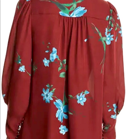 HOT LOOK! Joie 100% Silk Long Sleeve Blouse Size Large, Neck Tie, 10 Button Cuff - Picture 4 of 14